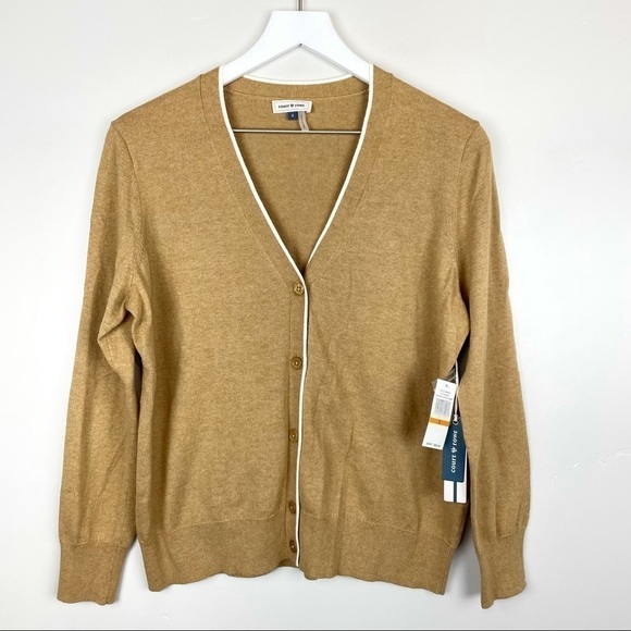 π
ΊCOURT & Rowe Victoria Tan Cardigan Sweater Size Small - Picture 2 of 9